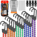 32-Piece Bungee Cords with Hooks - 18" 24" 30" 36" 48" Bungee Cords Heavy Duty Outdoor, 10" Mini Elastic Cord Straps, Canopy Tarp Ball Ties, Tarp Clips, with Storage Bag by HORUSDY