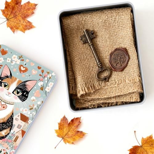 Large Metal Tins Box-7.1” x4.7”x2“ Rectangular Empty Storage Box With Lid Decorative Organizer Storage Tin Case For Office/Cookie/Candy/Jewelry/Photo/Letter Floral Cat - Image 4