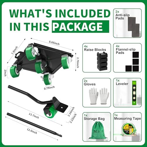 Heavy Duty Furniture Dolly 360 Rotate 5 Wheels 3000 Lbs Capacity 8.6x7.8 in - Image 2