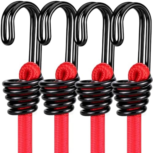 WORKPRO 24" Bungee Cords with Hooks, 4 Pack Heavy Duty Outdoor Bungee Strap by WORKPRO