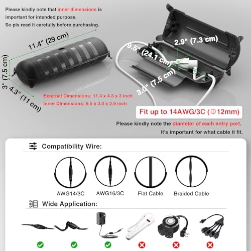 Flemoon Outdoor Extension Cord Safety Cover, IP44 Waterproof Electrical Box - Image 2