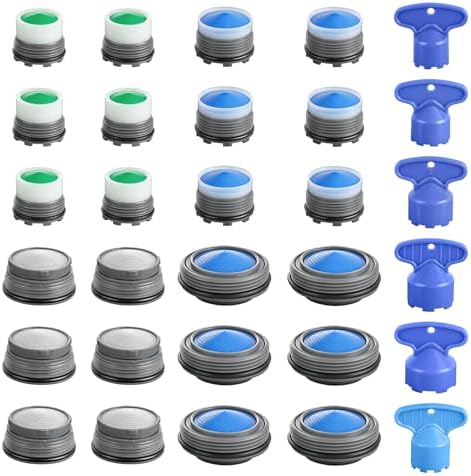 Hibbent 24 Pcs Faucet Aerator with 6 Pcs Aerator Key Removal Wrench Tool by Hibbent