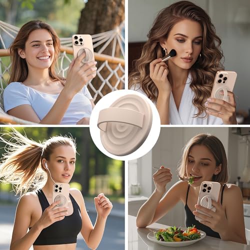 Magnetic Phone Grip for MagSafe, Silicone Ring Grip, Oat - Image 2