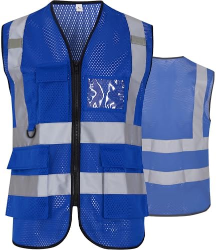 Reflective Safety Vest for Men Women 6 Pockets High Visibility Construction by Tenrry