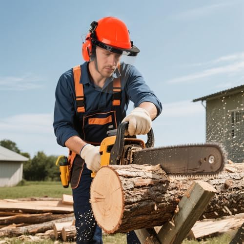 UM ULTRAMAXX 6-in-1 Chainsaw Helmet with Face Shield and Hearing Protection Ear Muffs, Forestry Safety Hard Hat Kits, ANSI Z89.1 Approved Certified Arborist Helmet - Image 7