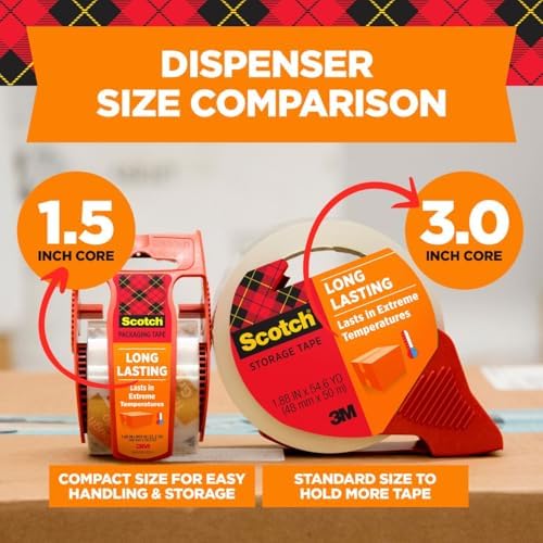 Scotch Long Lasting Storage Shipping Packaging Tape, 1.88" x 38.2 yd, 1 Roll with Dispenser (3650S-RD-ESF) - Image 4
