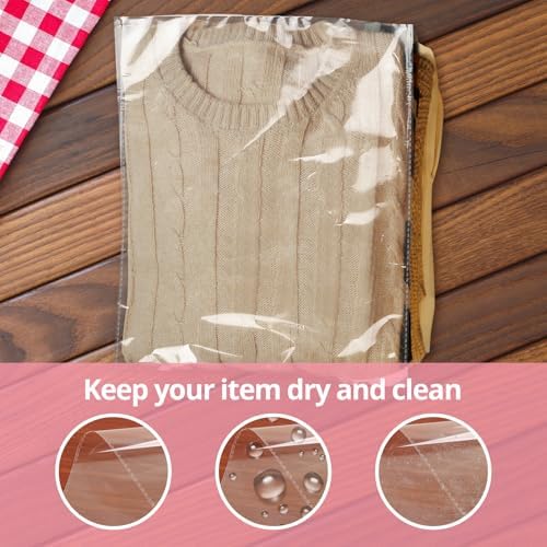 runzoos 70 Pcs Clear Self Sealing Cellophane Bags 9x12 Inches for Packaging Clothes, Resealable Poly Plastic Shirt Bags for Small Business, Plastic Sleeves for Magazine A4 Letter Size Artwork - Image 3