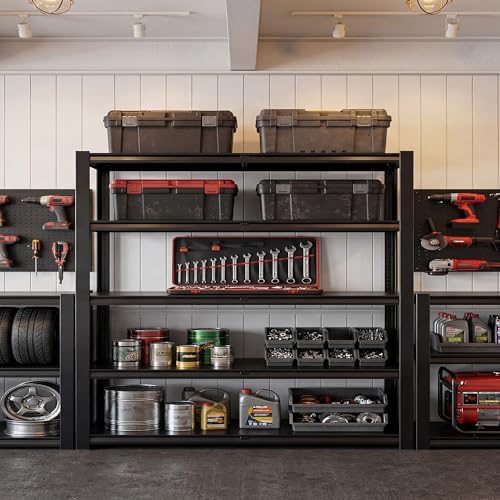 Romorgniz Heavy Duty Garage Shelving,78 H 5-Tier Metal Storage Shelves Unit,3000 lbs Capacity Adjustable Shelving Rack with Dual Wire Decking, 55.1" W x 26" D for Warehouse Basement Pantry Factory - Image 2