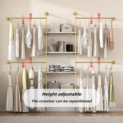 Industrial Pipe Clothing Rack with Shelves - Image 3