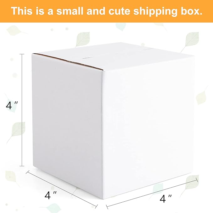 Eupako 4x4x4" Cardboard Box Mailers 25 Pack White Cube Corrugated Small - Image 2