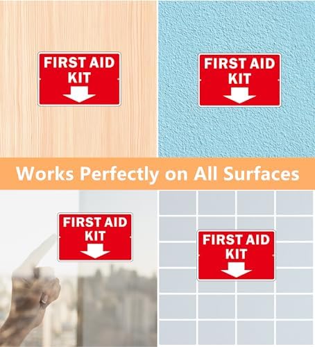 First Aid Sign, (2 Pack) Self Adhesive First Aid Kit Sign for Wall, Aluminum Metal Signs With 2 Pre-drilled Holes (9 x 6 inches, Red/White) - Image 3