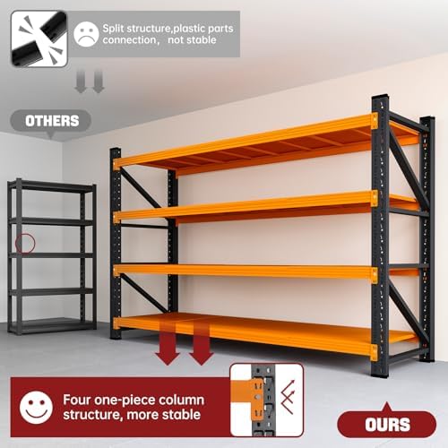 RAVIGIN 5000LBS Storage Shelves,71" W Garage Shelving Heavy Duty Metal Adjustable Garage Shelves, Shelving Units Industrial Shelving for Warehouse,71" W x 24" D x 69" H,Orange - Image 6