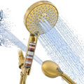 SR SUN RISE Filtered Shower Head with Handheld High Pressure 9 Spray Mode Showerhead Detachable Shower Head Water Softener Filters Beads for Hard Water Remove Chlorine 1 Filter Gold by SRSUNRISE