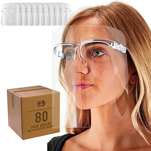 Salon World Safety Face Shields with Clear Glasses Frames (Case of 80) by TCPGlobal