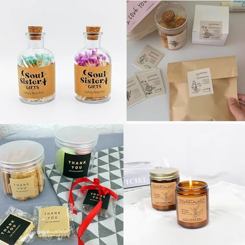 Custom Stickers Personalized Square Kraft Paper Sticker Customizable Floral Wreath Labels, Stickers for Mason Jars, Wedding Favors, Gift Tags, Party Packaging (Style 2) - Image 2