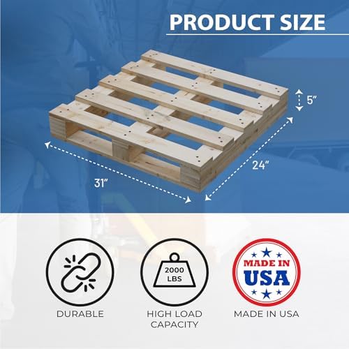 Greaton, Heavy-Duty 2-Way Entry Wooden Pallet – 31x24x5”, Industrial-Grade Hardwood Shipping Pallet, Durable, Reusable, Stackable, Easy to Handle, Commercial Use as a Floor-Pallet - Image 6