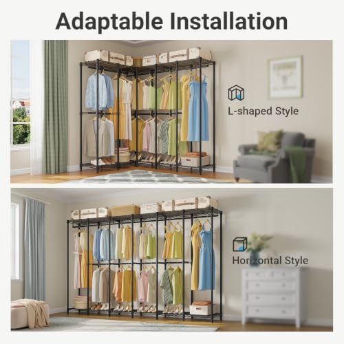 VIPEK V60 Basic Clothes Rack, Heavy Duty Closet Organizer System, Black - Image 4
