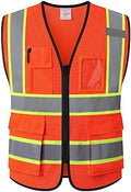 Reflective Safety Vest for Men Women with Pockets,KZ177,Orange,XL by Kazsaifo