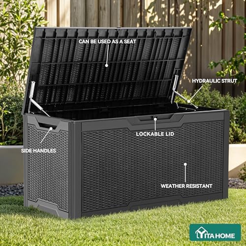 YITAHOME 100 Gallon Outdoor Deck Box, Waterproof Storage Box, Lockable - Image 4
