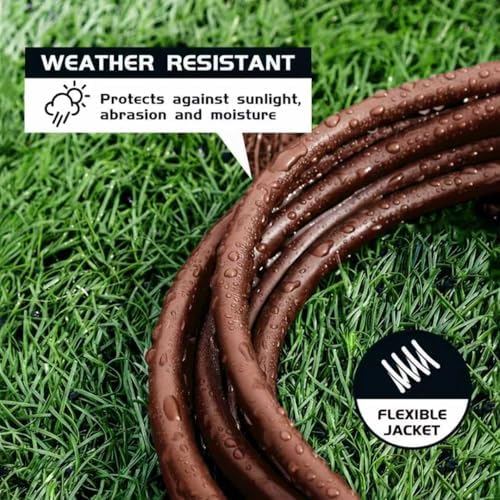 8 Ft Brown Outdoor Extension Cord 16 Gauge Grounded Plug for Lights - Image 4