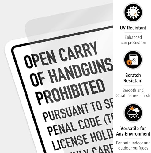 No Open Carry of Handgun Prohibited Texas §3007 Sign, - Image 7