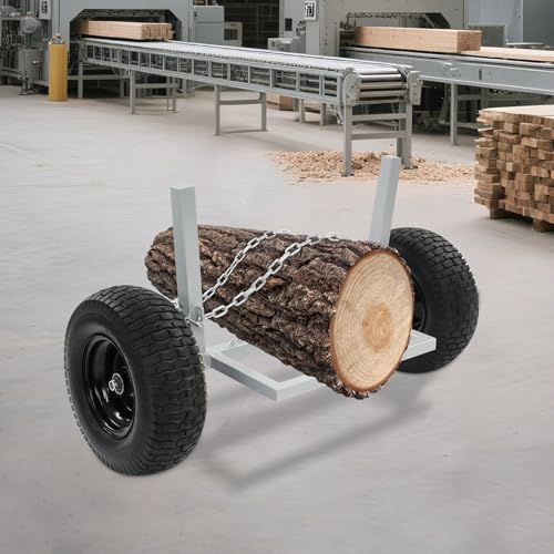 ATV Log Skidding Arch, 24" Dia Steel Log Dolly, 1500lbs Capacity Log Dolly Skidding Holder with Chain and 16" Pneumatic Tires for Farm, Commercial Wood Transport (Sliver, 1500lbs Capacity) - Image 2