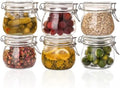Liuruiyu 16oz - 6 Pack Round Glass Jars with Airtight Lid, Wide Mouth Mason Jars with Clamp Lids, Air Tight Glass Canisters, Food Storage Containers for Cereal, Pasta, Beans, Sugar, Coffee, Spice by Liuruiyu