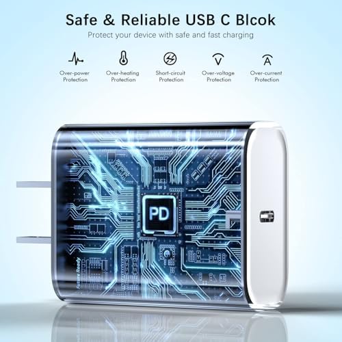 iPad Fast Charger, 2 Pack 20W USB C Charging Block Charge Adapter for Apple iPad Charger with 6FT USB C Woven Fast Charging Cable for iPad Pro 13/12.9/11inch,iPad Air 5th/4,iPad mini 6/7,i-Pad 11 A16 - Image 4