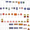 56Pcs Street Road Traffic Signs Playset, Mini Electric Signal Light Toy by Kisangel