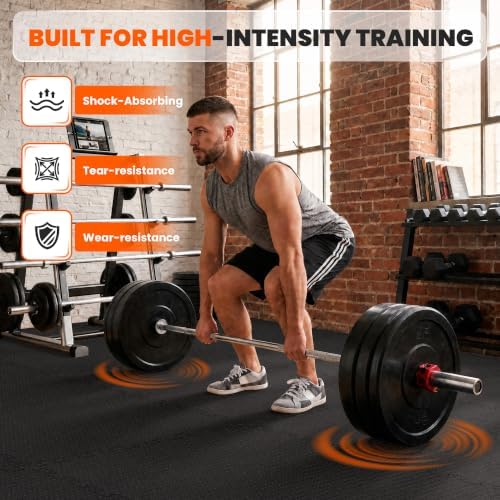 Stepwaver 0.56" Thick 96 Sq Ft Rubber-Textured Gym Flooring for Home Gym - Image 5