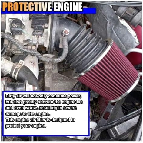 LAINLOY Universal Clamp-On Air Intake Filter for Cars, 76MM, Red - Image 4