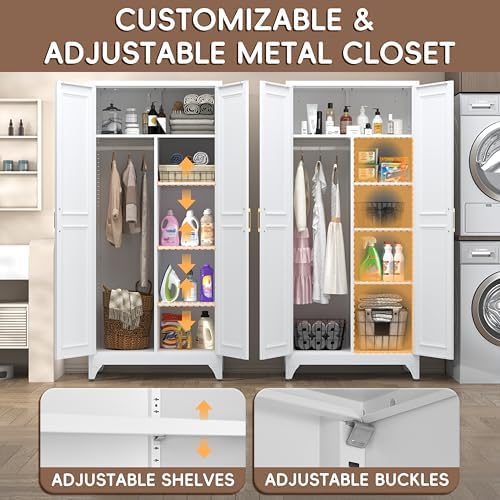 SteeLoong Armoire Wardrobe Closet,71" H Wardrobe Cabinet with Hanging Rod - Image 5