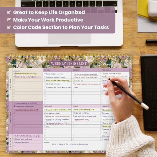 Weekly To Do List Notepad with 52 Undated Sheets（8.5"×11"）- Undated Weekly Planner Notepad for Office Desk Accessories and Supplies - Twilight Garden - Image 7