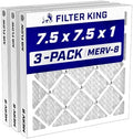 Filter King 7.5x7.5x1 Air Filter MERV 8, AC Furnace Filters (3-Pack) by FilterKing