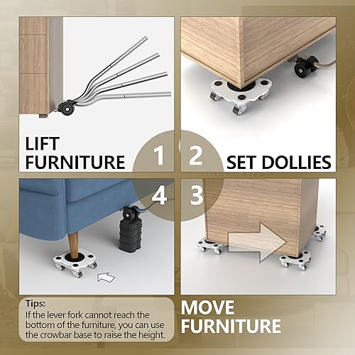ONEON Furniture Mover with Wheels & Aux. Lifter-Gray Connect Dolly Pro - Image 5