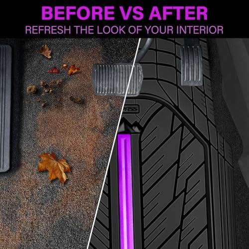 CAR PASS Metal Medium Rubber Floor Mats for Car Heavy Duty Car Mats All Weather, Universal Trim to Fit for Truck SUV Vehicle Automotive Floor Mats, Waterproof Car Mats 4 Piece Black Purple - Image 6