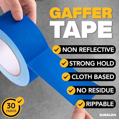 Gaffers Tape (2" x30 Yards) Heavy Duty, No Residue (6 Pack Blue) - Image 3