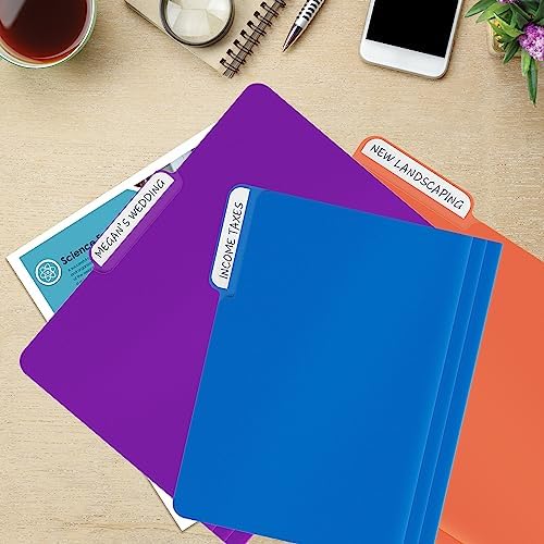 Better Office Products Heavyweight Poly File Folders, 1/3 Cut Tabs, 12 Pack, Assorted Colors, Letter Size, with Adhesive Labels, - Image 5