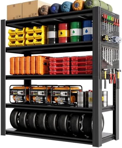 SAWJEC 47" W x 72" H x 24" D Heavy Duty Garage Shelving Unit with Pegboard - Image 3