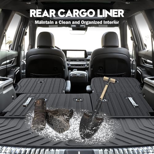 KUST Cargo Mat for 2020-2025 Kia Telluride 7 Seats, Rubber Rear Trunk Liner with 2nd/3rd Row Backrest Kick Mat for Telluride Accessories High Edge Cover All Weather Protection - Image 6