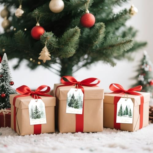 joycraft 50Pcs Christmas Gift Tags, 6 Styles Green Christmas Tree Tags - Image 4
