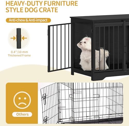 Hzuaneri 31.9" M Dog Crate Furniture Indoor Dog Kennel with Barn Door - Image 4