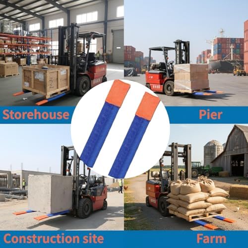 Forklift Accessories, Fork Covers, for forklifts 36"-42" long and 3"-7" wide, Made of Thickened Nylon to Prevent Scratching Goods, Suitable for Light-Duty Handling, Blue with Orange Fork Tips, 1 Pair. - Image 5
