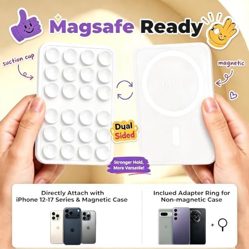 2026 Upgraded Magnetic Suction Sticky Phone Grip for Magsafe Case, White - Image 2