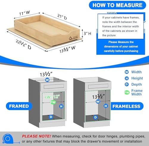 WelFurGeer Soft Close Pull Out Drawers for Cabinets, 11" W x 21" D Pull Out Cabinet Drawer with Heavy Duty Slides, Pull Out Cabinet Organizer, Cabinets Roll Out Drawers, Pull-Out Home Organizers - Image 5