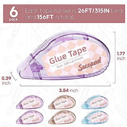 Secopad Scrapbook Tape, Glue Tape for Crafts, 6 Pack, Light-Colored Shell - Image 6
