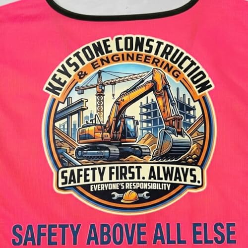 High Visibility Reflective Safety Vest Customize Logo Hi Vis Protective Workwear Outdoor Work Vest (2XL, Pink) - Image 6