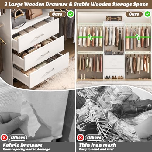 Aheaplus Closet System, 4.2-9Ft Closet Organizer with with 4 Rods, White - Image 4