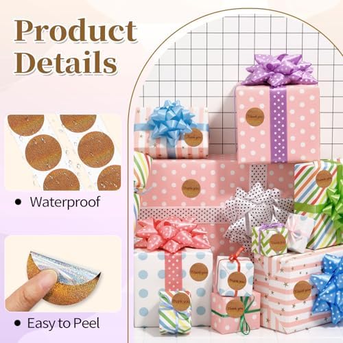 1.5 Inch Thermal Labels,Holographic Circle Direct Thermal Stickers,for Address Design DIY Logo Business(300 pcs/Brown dots) - Image 3
