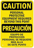 Caution Personal Protective Equipment Required Beyond This Point Bilingual Osha Sign, 10x7 Inches, 55 mil thick HDPS (high density polystyrene), Made in USA by My Sign Center by MySignCenter
